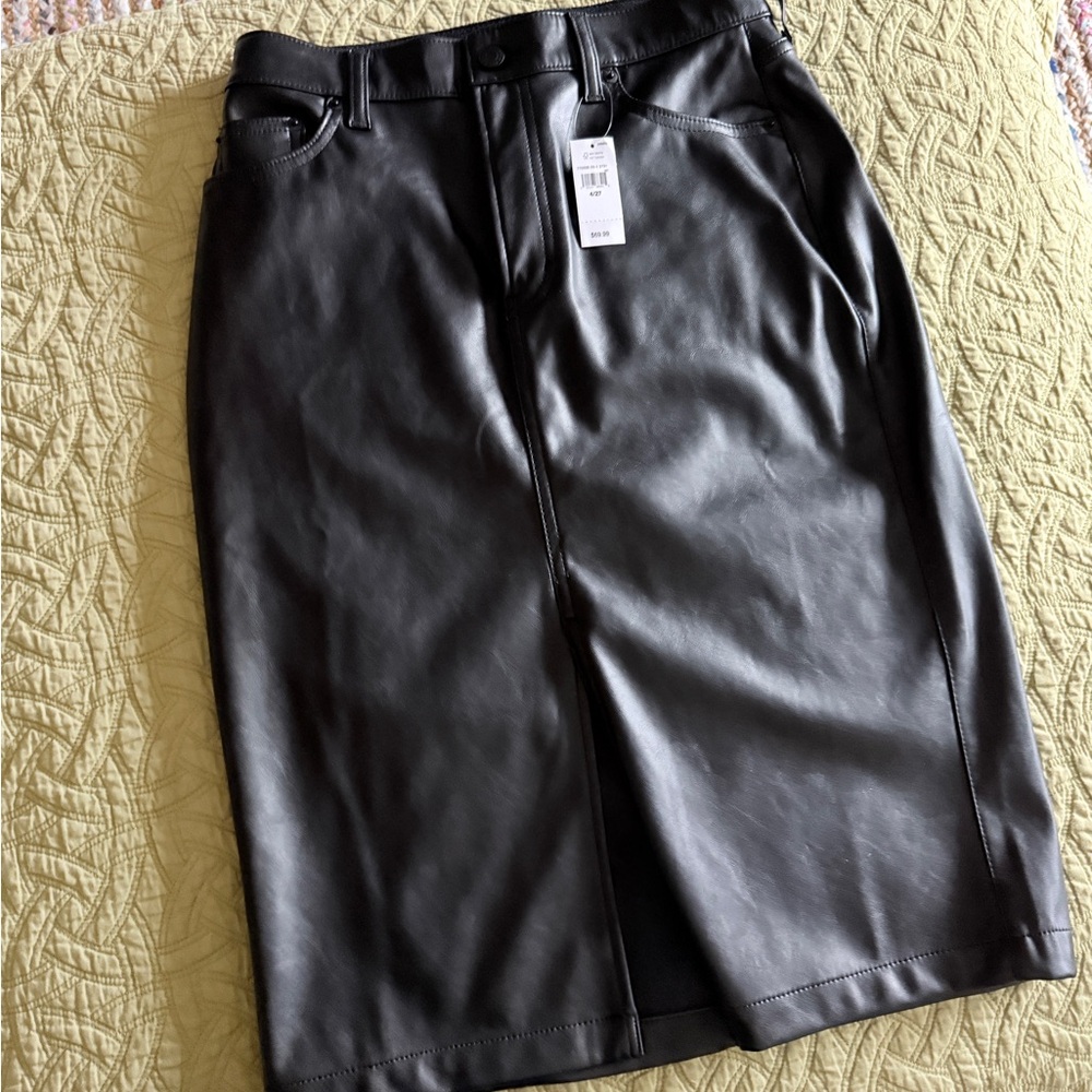 GAP Black Faux Leather Pencil Skirt